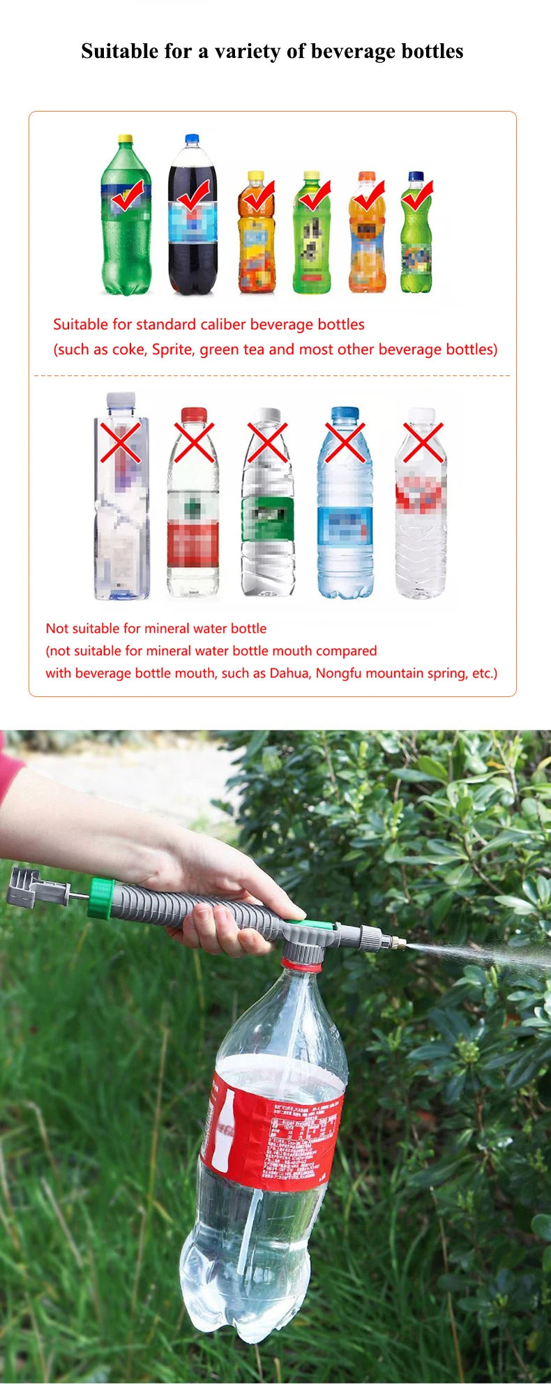 Adjustable Bottle Spray Nozzle - Garden Watering & Cleaning Sprayer