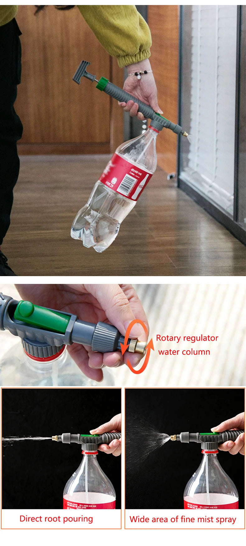 Adjustable Bottle Spray Nozzle - Garden Watering & Cleaning Sprayer