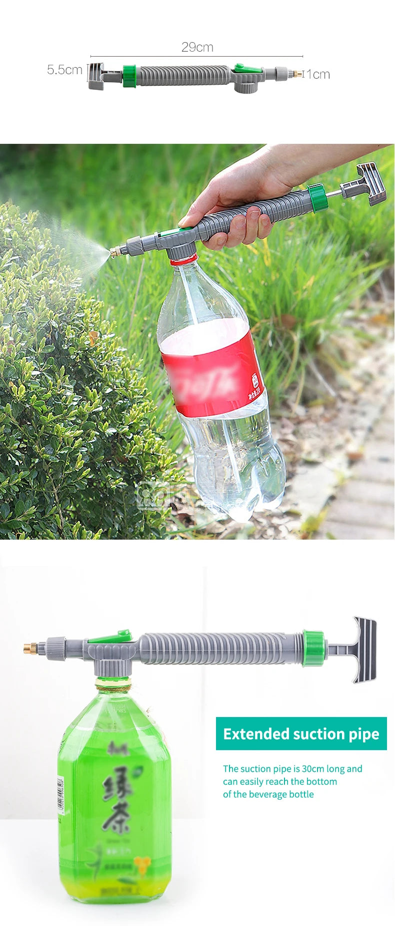 Adjustable Bottle Spray Nozzle - Garden Watering & Cleaning Sprayer