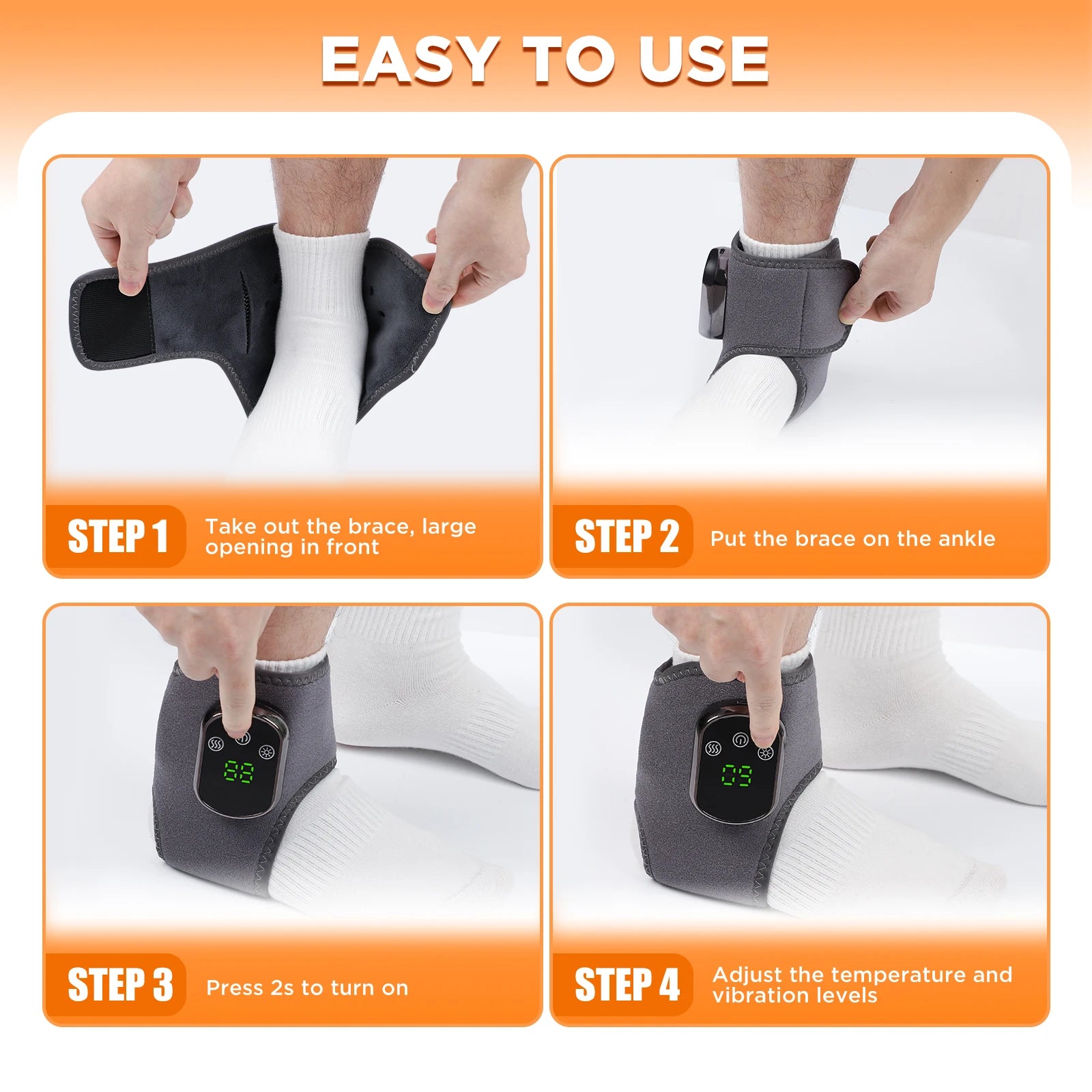 2 IN 1 Heating & Wrist Guard Vibration Massage Three-speed Temperature Adjustment USB Plug Cold Hot Protect Heating Wristband