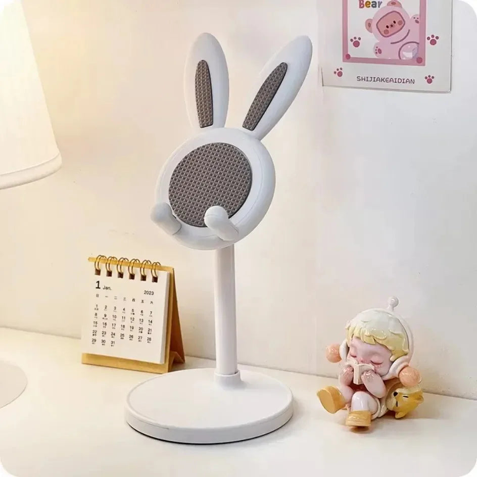 Cute Rabbit Phone Holder Desktop Mobile Cell Stand Can Lift and Adjust Height the desktop Bracket For iPhone IPad Samsung Xiaomi