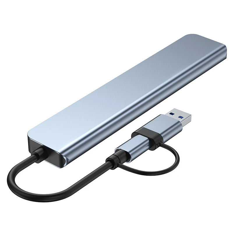 8-in-2 USB & Type-C Docking Station – Multiport Adapter with Audio & Card Reader