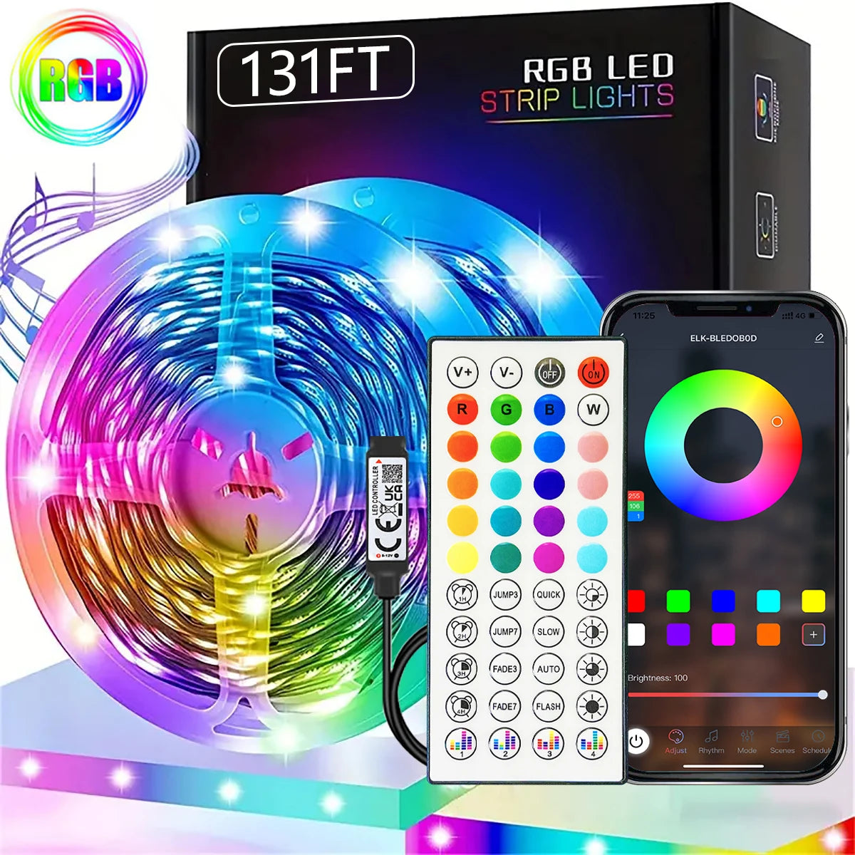 RGB LED Strip Lights – APP & 44-Key Music Sync Remote Control
