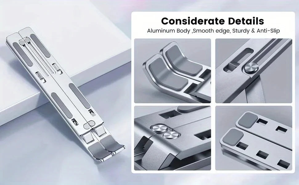 Adjustable Aluminum Laptop Stand – Foldable & Portable for 8–16” Laptops
