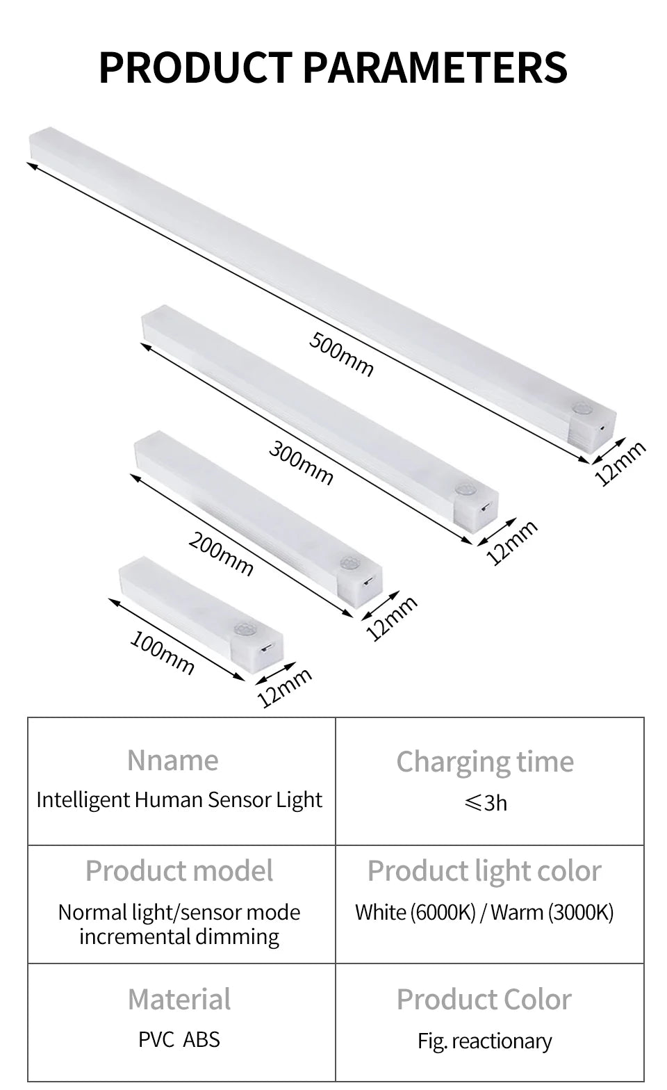 Motion Sensor LED Cabinet Light Rechargeable Induction Night Light Wireless Portable Detector Lamp Kitchen Staircase Backlight