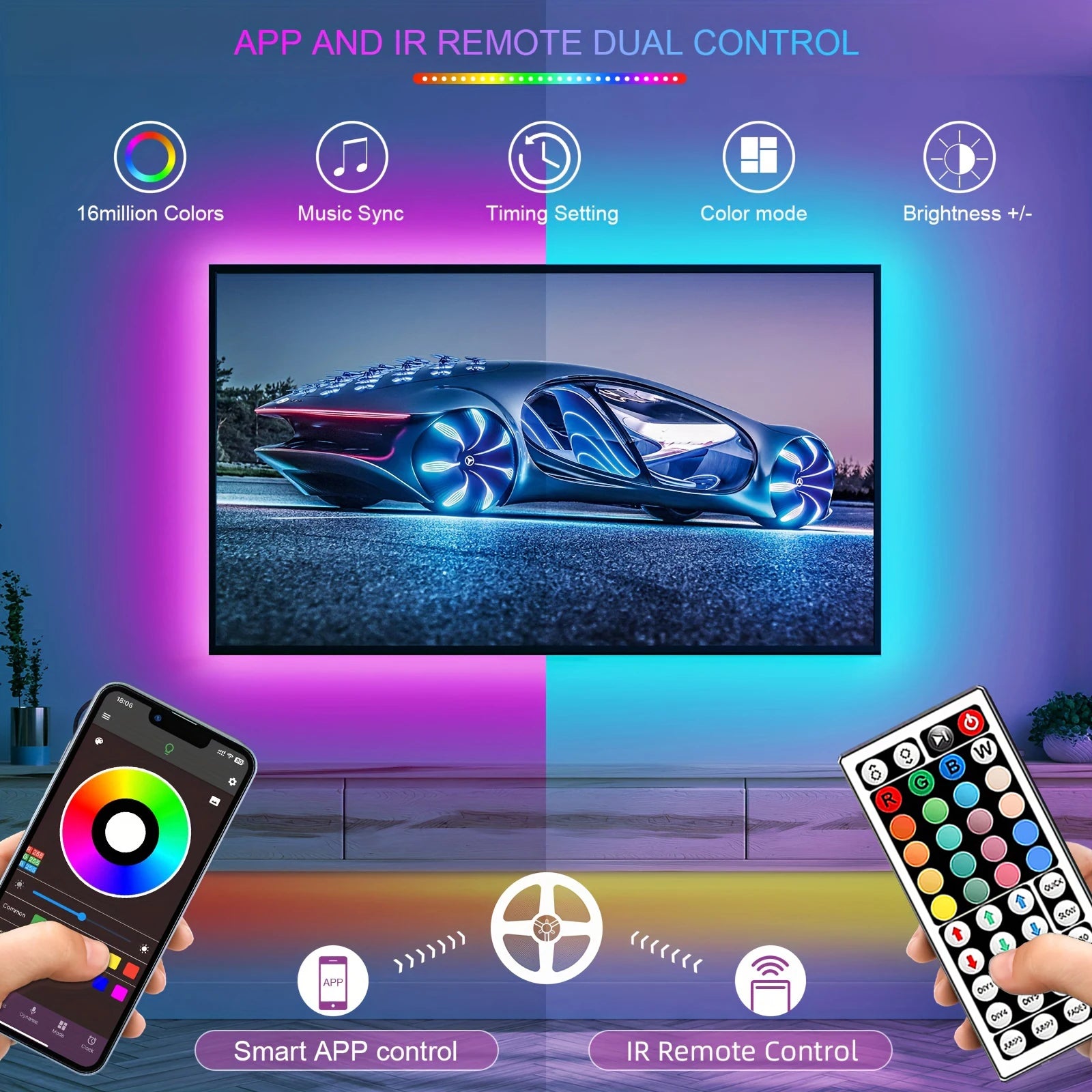 Smart RGB LED Strip Lights with App Control