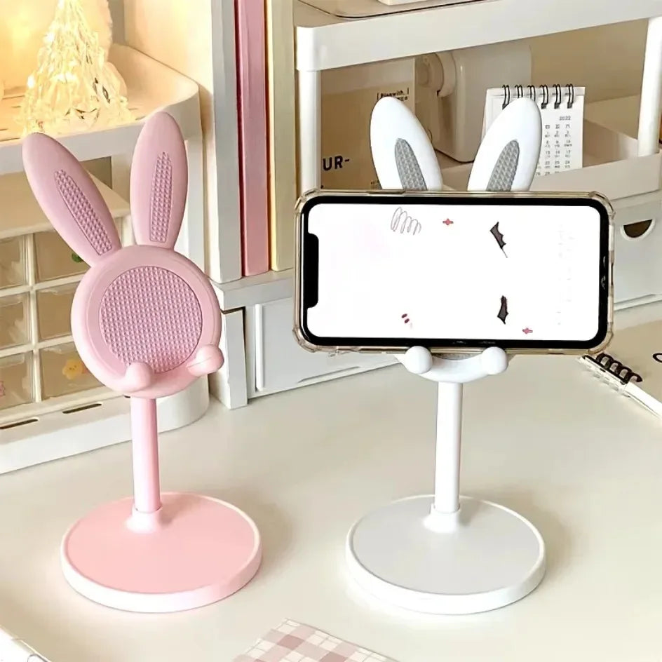 Cute Rabbit Phone Holder Desktop Mobile Cell Stand Can Lift and Adjust Height the desktop Bracket For iPhone IPad Samsung Xiaomi