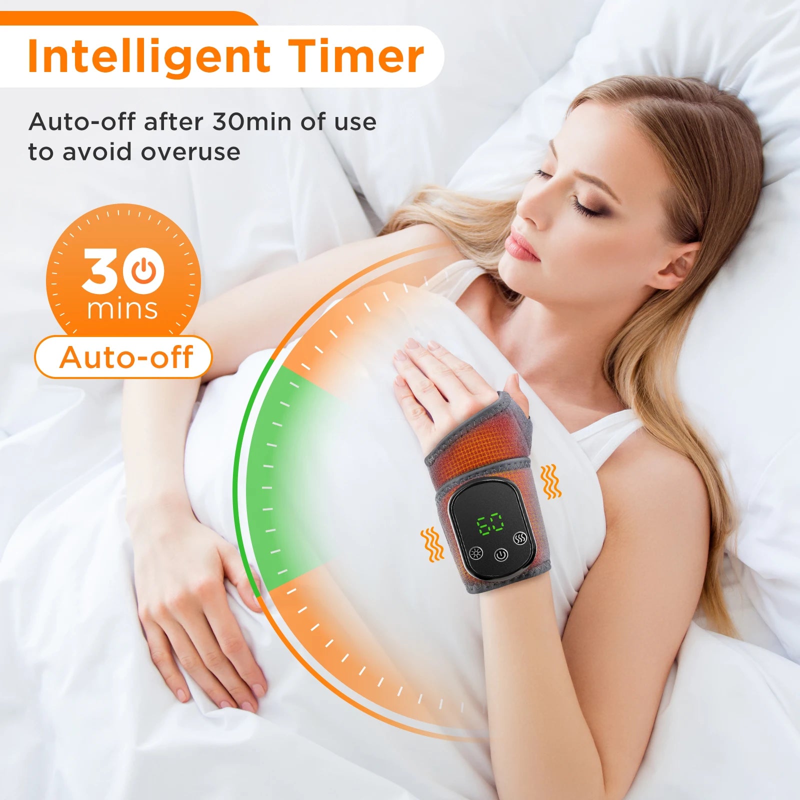 2 IN 1 Heating & Wrist Guard Vibration Massage Three-speed Temperature Adjustment USB Plug Cold Hot Protect Heating Wristband