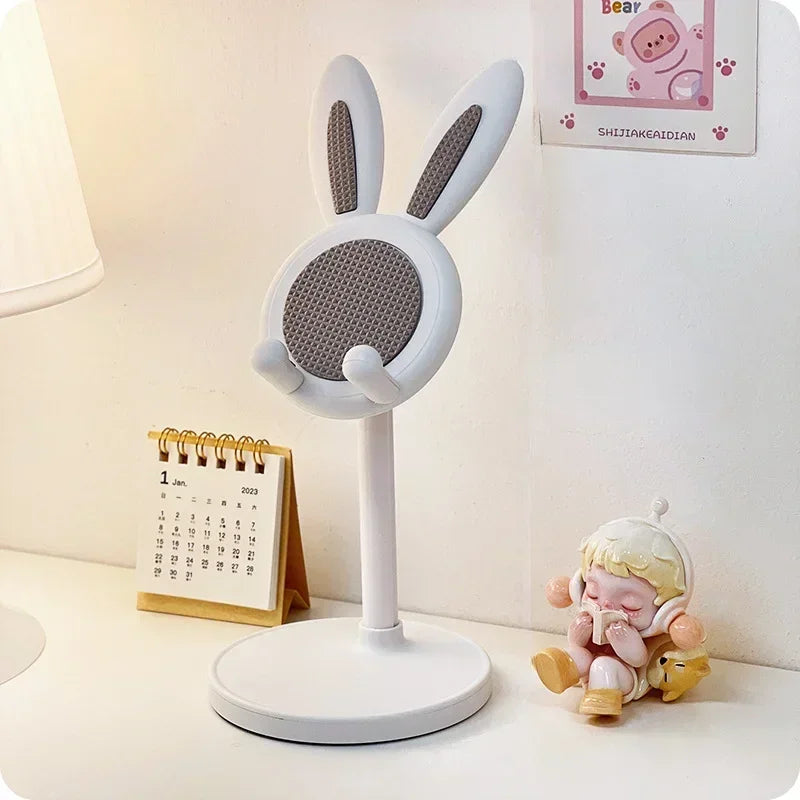 Cute Rabbit Phone Holder Desktop Mobile Cell Stand Can Lift and Adjust Height the desktop Bracket For iPhone IPad Samsung Xiaomi