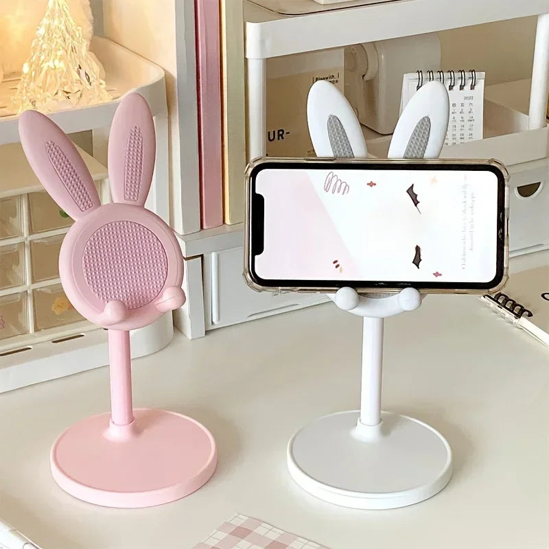 Cute Rabbit Phone Holder Desktop Mobile Cell Stand Can Lift and Adjust Height the desktop Bracket For iPhone IPad Samsung Xiaomi
