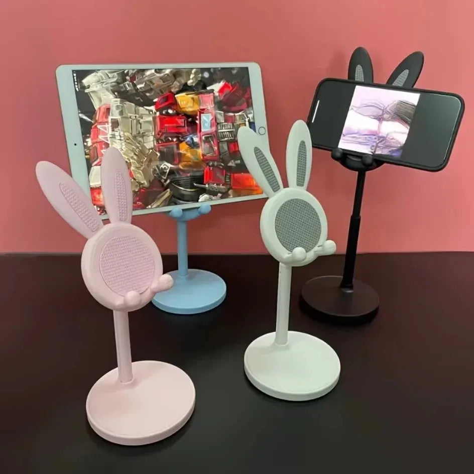Cute Rabbit Phone Holder Desktop Mobile Cell Stand Can Lift and Adjust Height the desktop Bracket For iPhone IPad Samsung Xiaomi