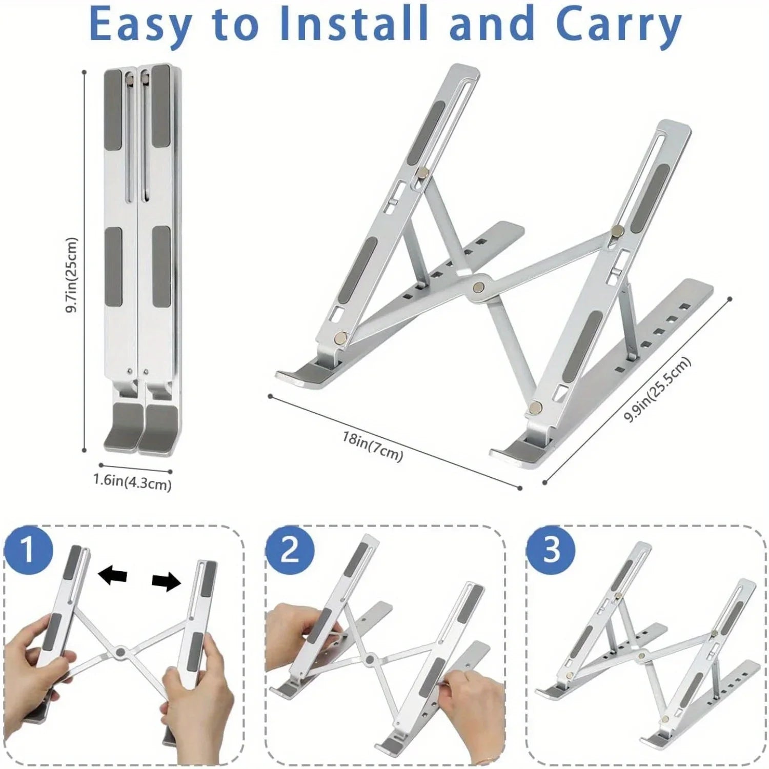 Adjustable Aluminum Laptop Stand – Foldable & Portable for 8–16” Laptops