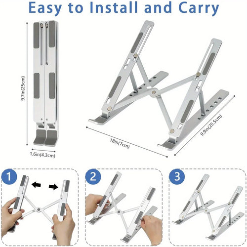 Adjustable Aluminum Laptop Stand – Foldable & Portable for 8–16” Laptops
