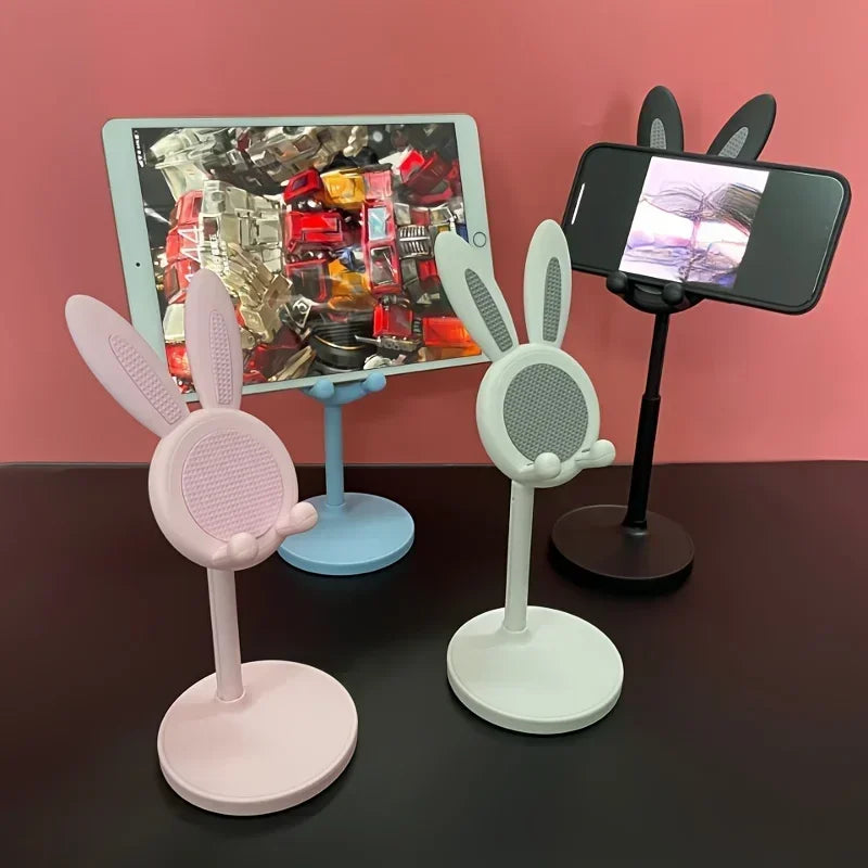 Cute Rabbit Phone Holder Desktop Mobile Cell Stand Can Lift and Adjust Height the desktop Bracket For iPhone IPad Samsung Xiaomi