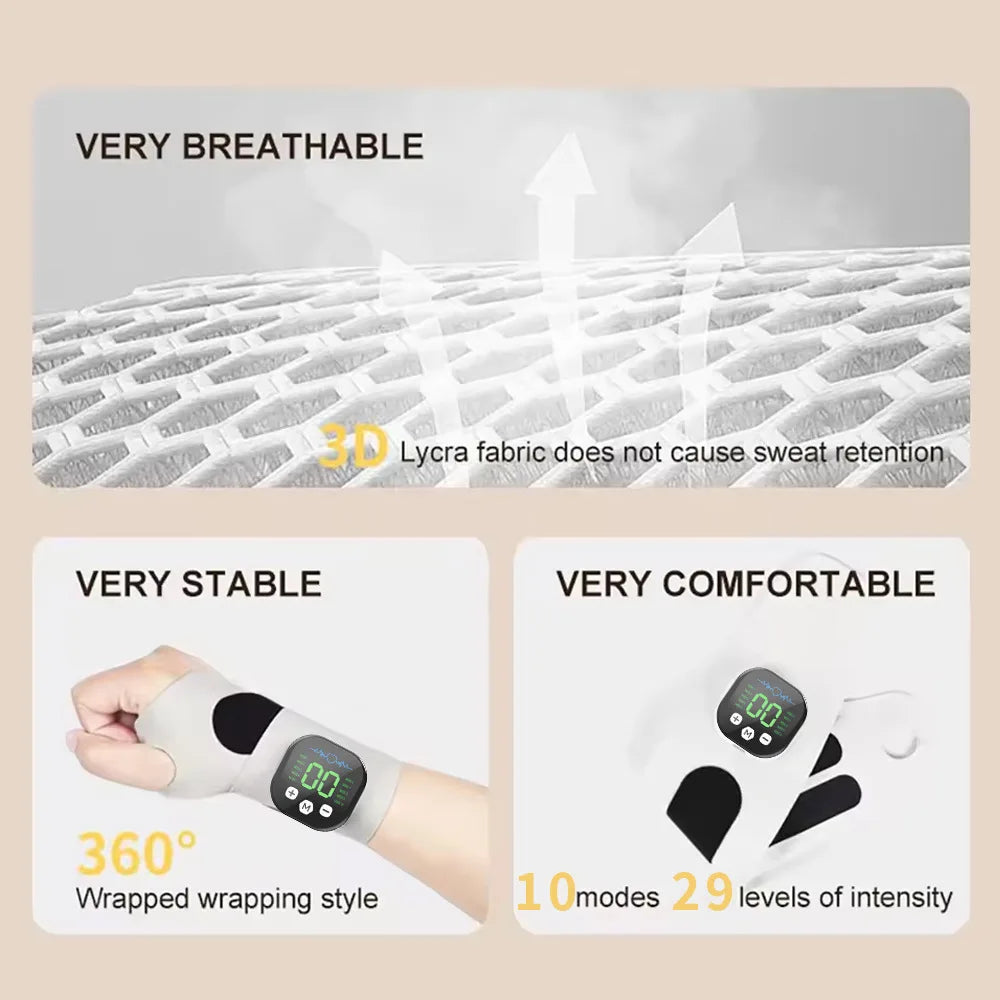 Electric Wrist Massager 5 Levels Compress 3 Levels Vibration Massage Wrist Guard Band Carpal Tunnel