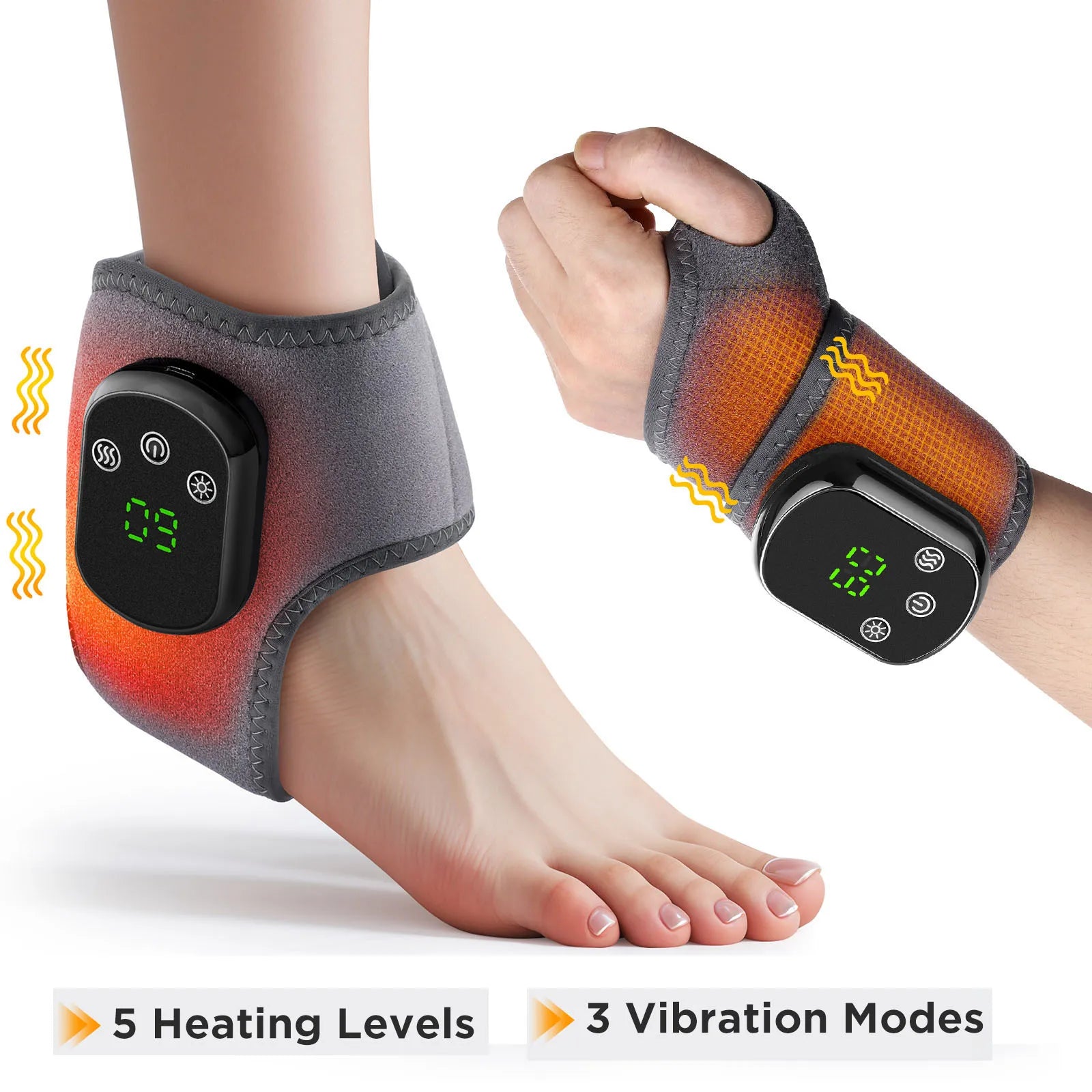 2 IN 1 Heating & Wrist Guard Vibration Massage Three-speed Temperature Adjustment USB Plug Cold Hot Protect Heating Wristband