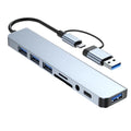 8-in-2 USB & Type-C Docking Station – Multiport Adapter with Audio & Card Reader