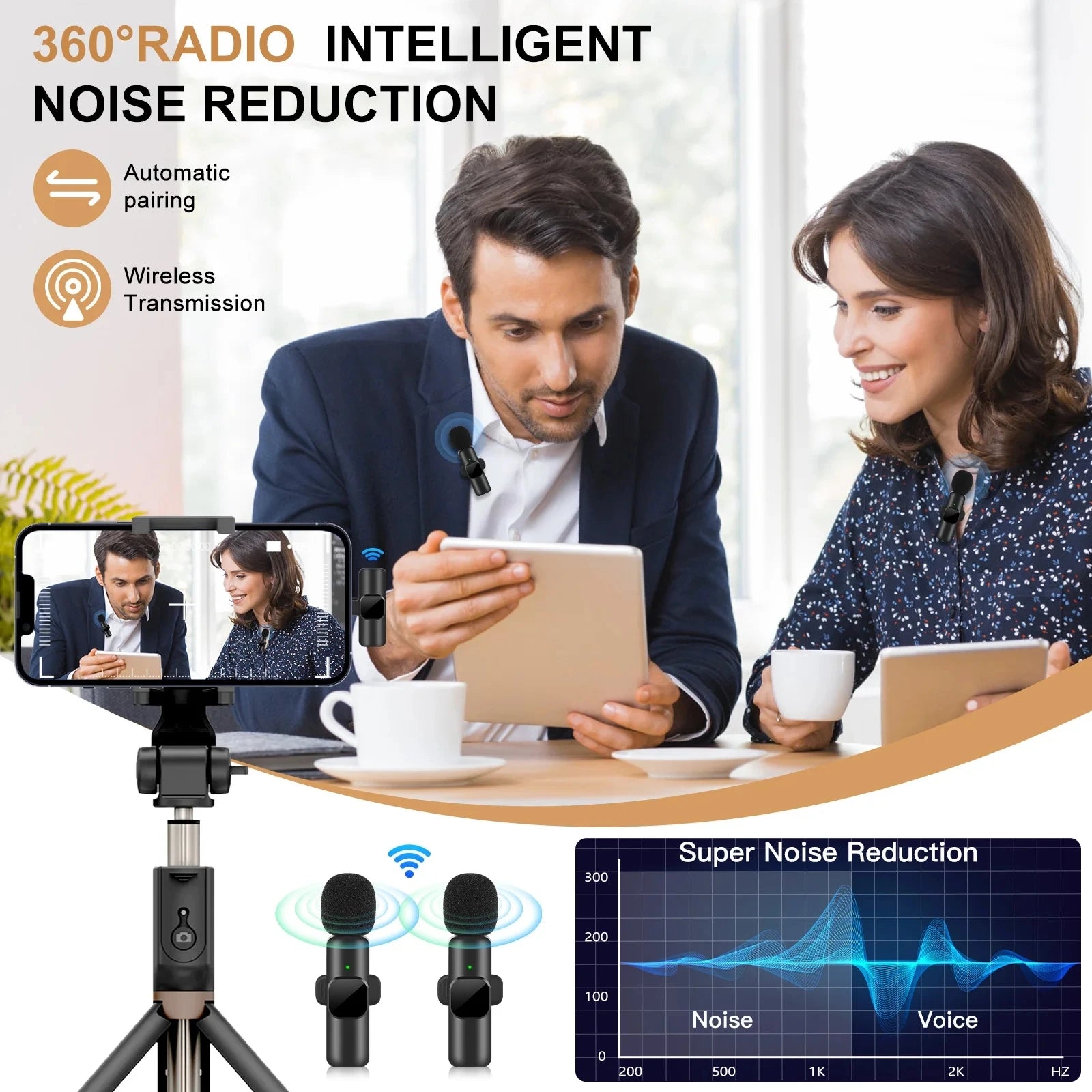 Wireless Lavalier Microphone for iPhone & Android