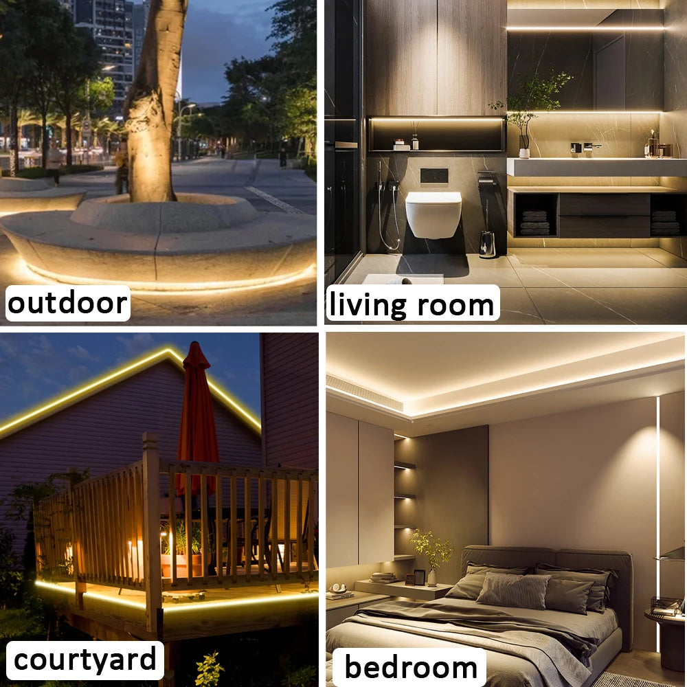 220V Waterproof COB LED Strip – Flexible Ribbon for Indoor & Outdoor Lighting