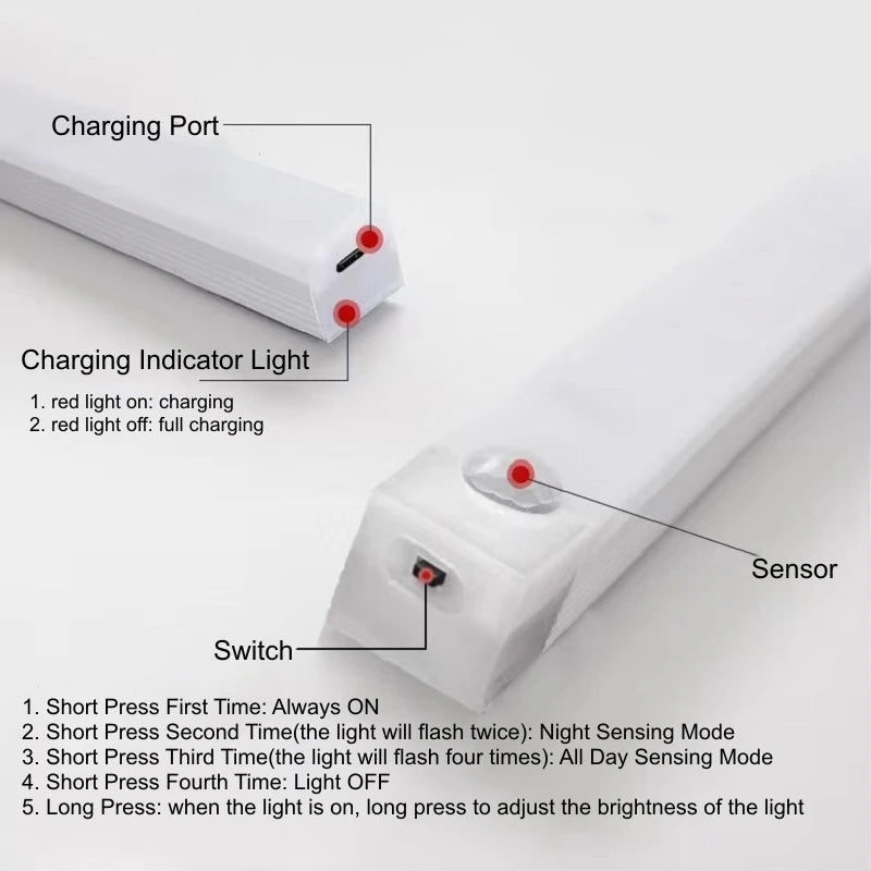 Motion Sensor USB Rechargeable Bar Light